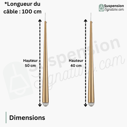 Suspension Conique Allongée en Cuivre Style Moderne Industriel