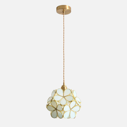 Suspension Globe de Fleurs en Verre Design Vintage