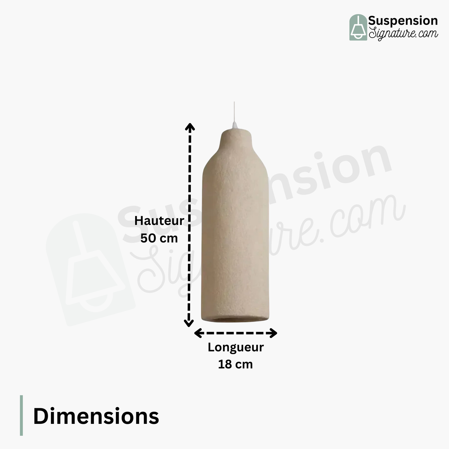 Suspension allongée effet terre cuite beige bohème