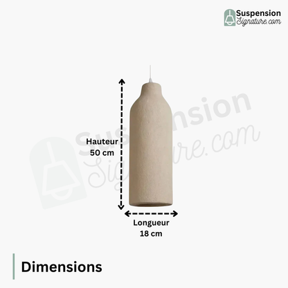 Suspension allongée effet terre cuite beige bohème