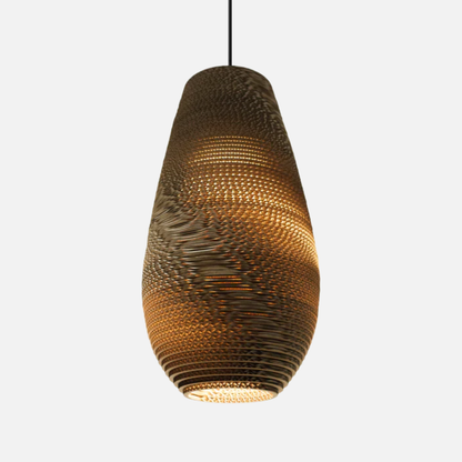 Suspension allongée en papier carton alvéolé design scandinave