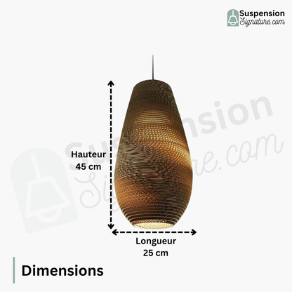 Suspension allongée en papier carton alvéolé design scandinave