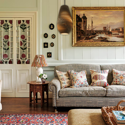 Suspension allongée en papier carton alvéolé design scandinave