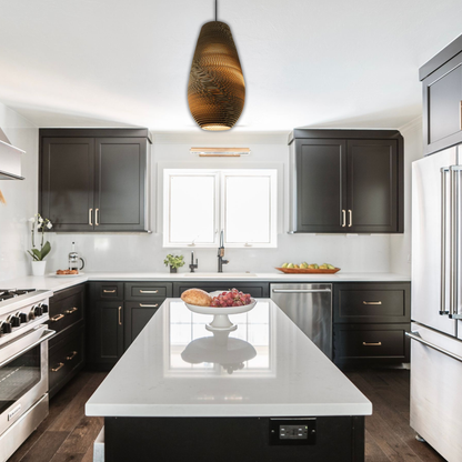 Suspension allongée en papier carton alvéolé design scandinave