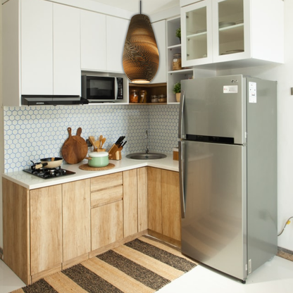 Suspension allongée en papier carton alvéolé design scandinave