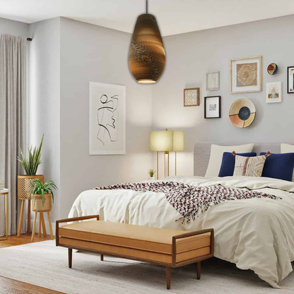 Suspension allongée en papier carton alvéolé design scandinave