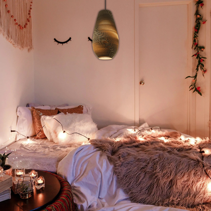 Suspension allongée en papier carton alvéolé design scandinave