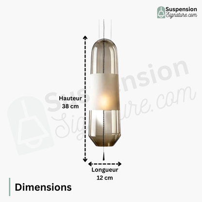Suspension allongée moderne verre fumé verre givré