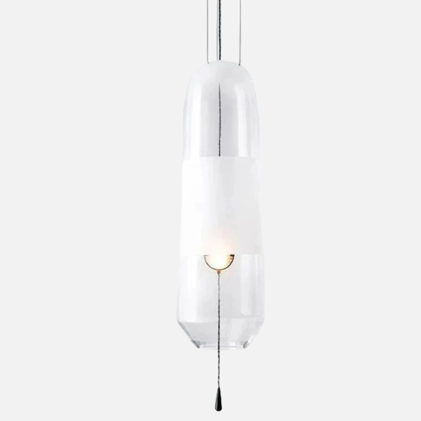 Suspension allongée moderne verre fumé verre givré