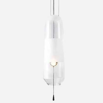 Suspension allongée moderne verre fumé verre givré