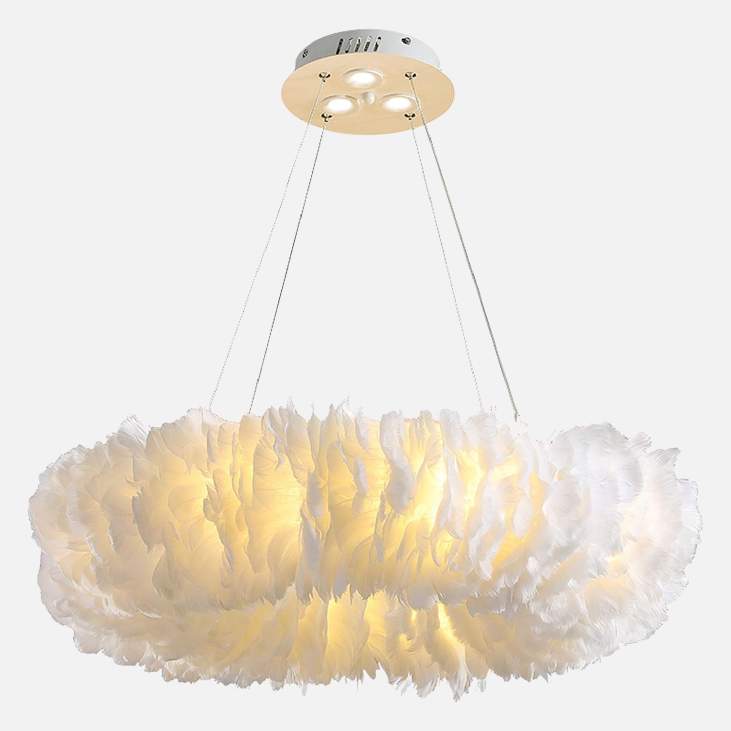 Suspension anneau en plumes colorées design art déco