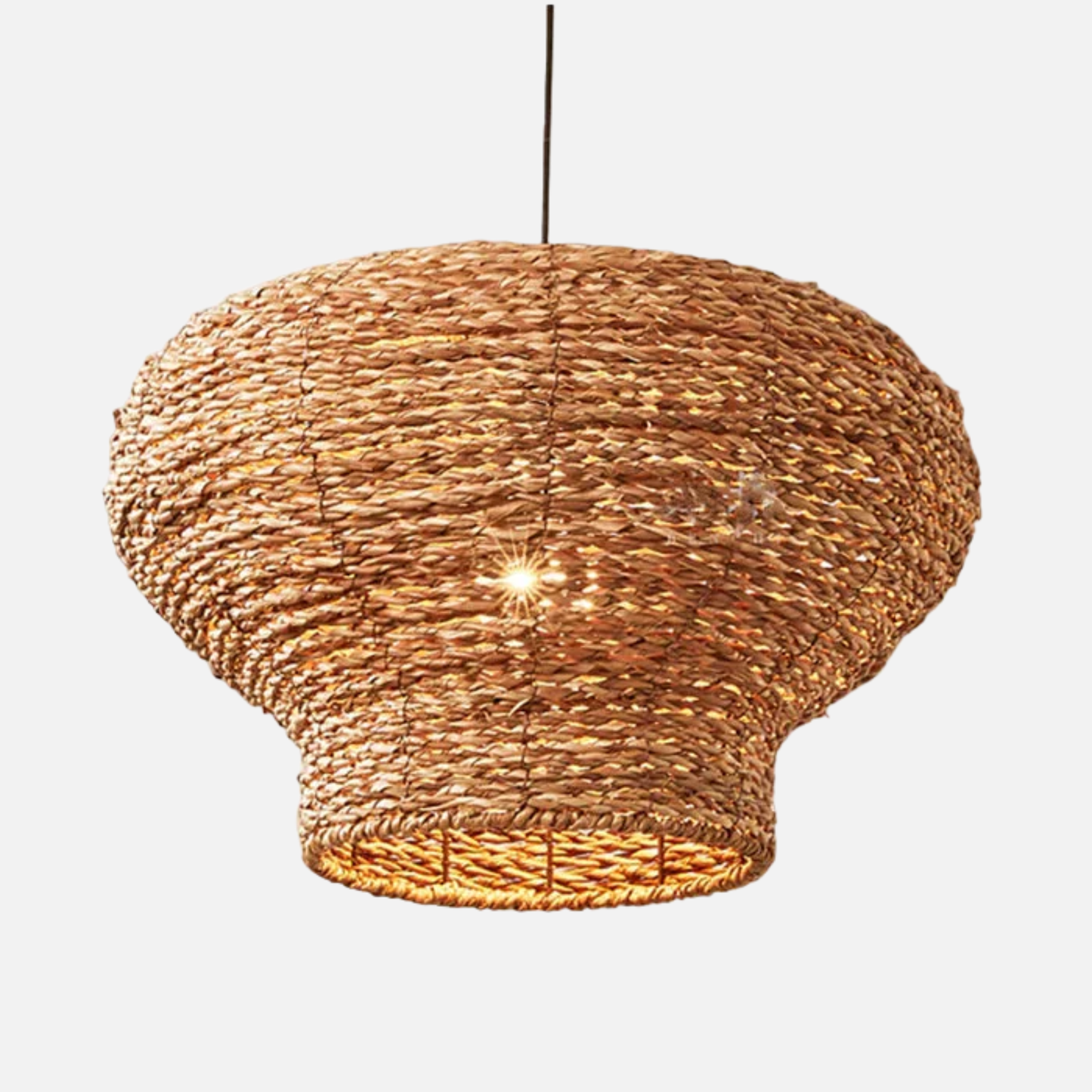 Suspension arrondie en osier raphia bohème