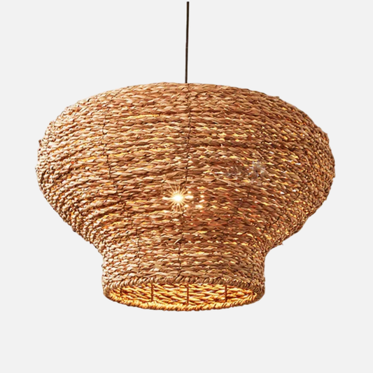 Suspension arrondie en osier raphia bohème