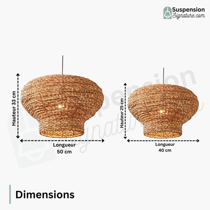 Suspension arrondie en osier raphia bohème
