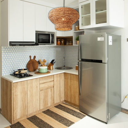 Suspension arrondie en osier raphia bohème