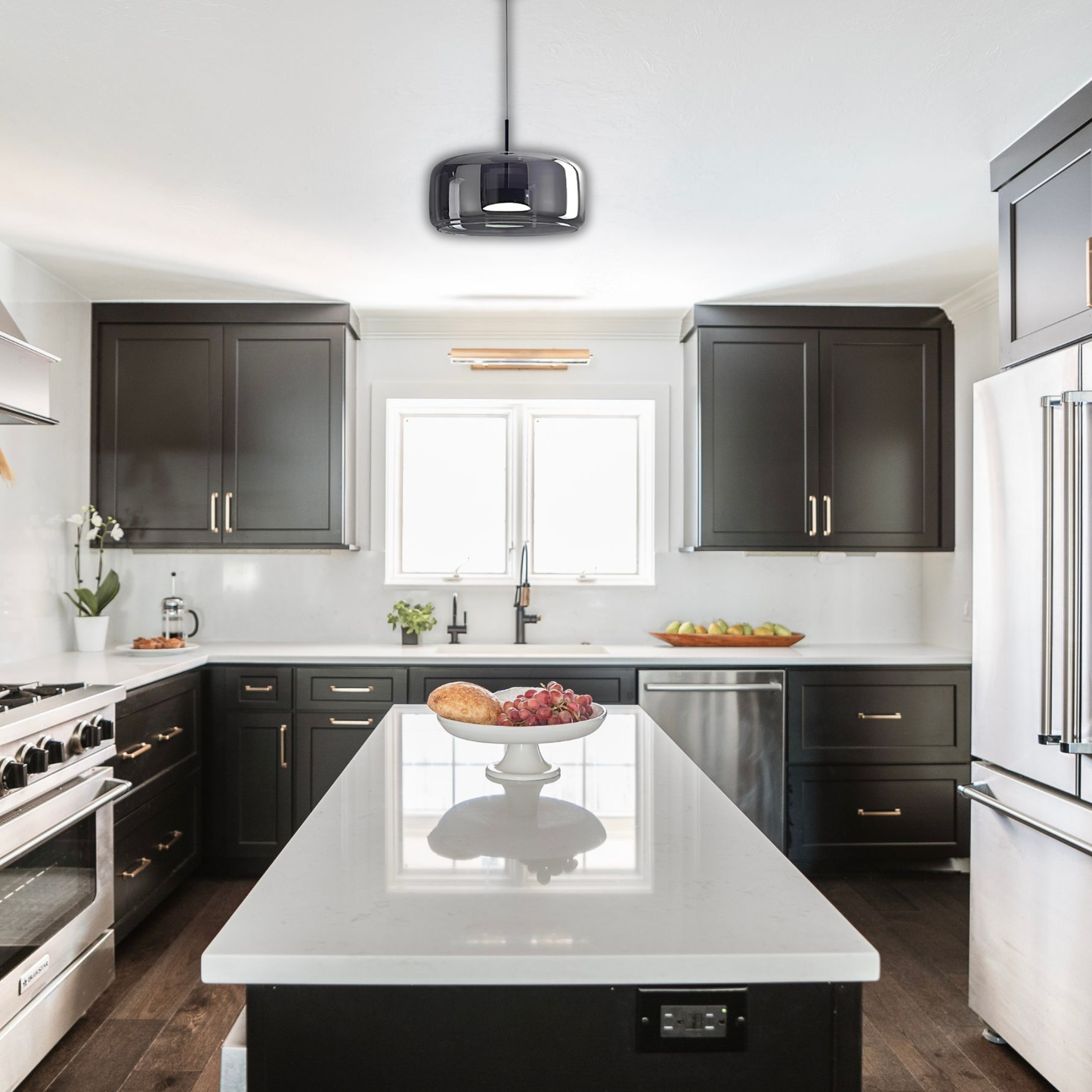 Suspension arrondie verre fumé rétro