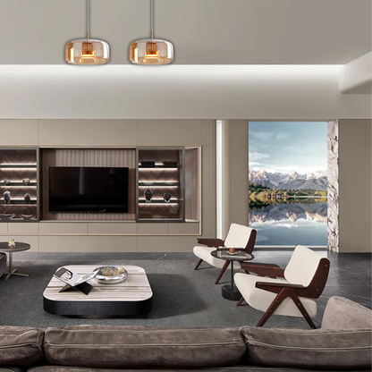 Suspension arrondie verre fumé rétro