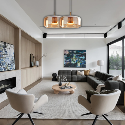 Suspension arrondie verre fumé rétro