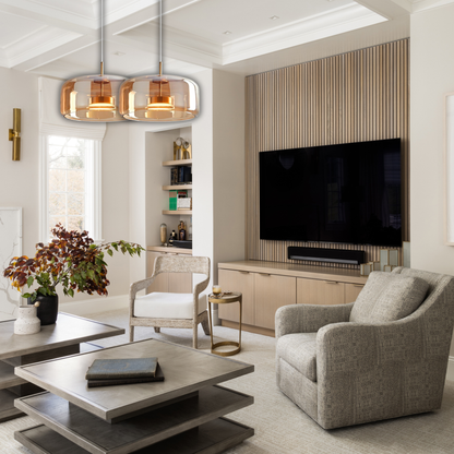 Suspension arrondie verre fumé rétro