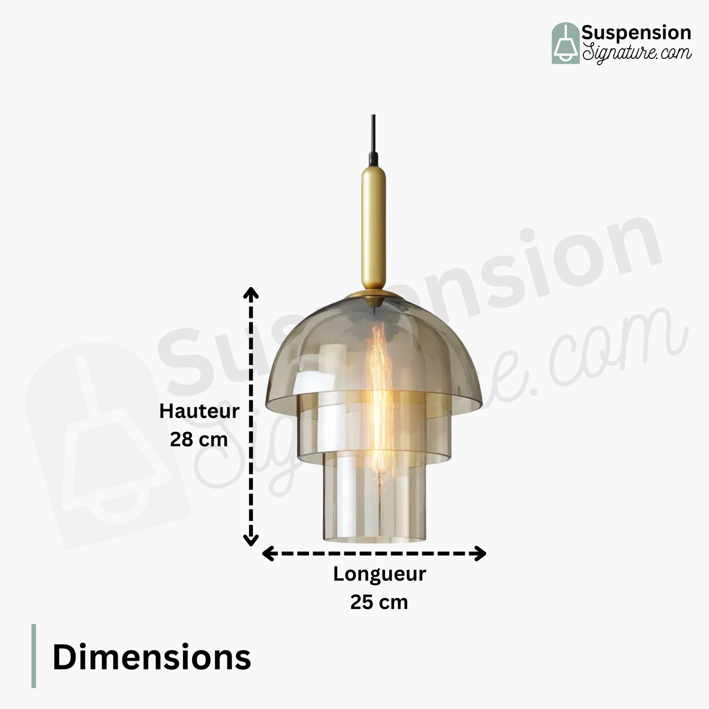 Suspension art déco en verre fumé triple cloche
