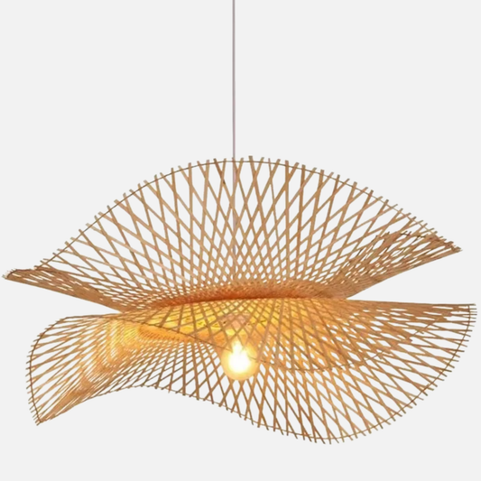 Suspension bambou ajourée double voile moderne