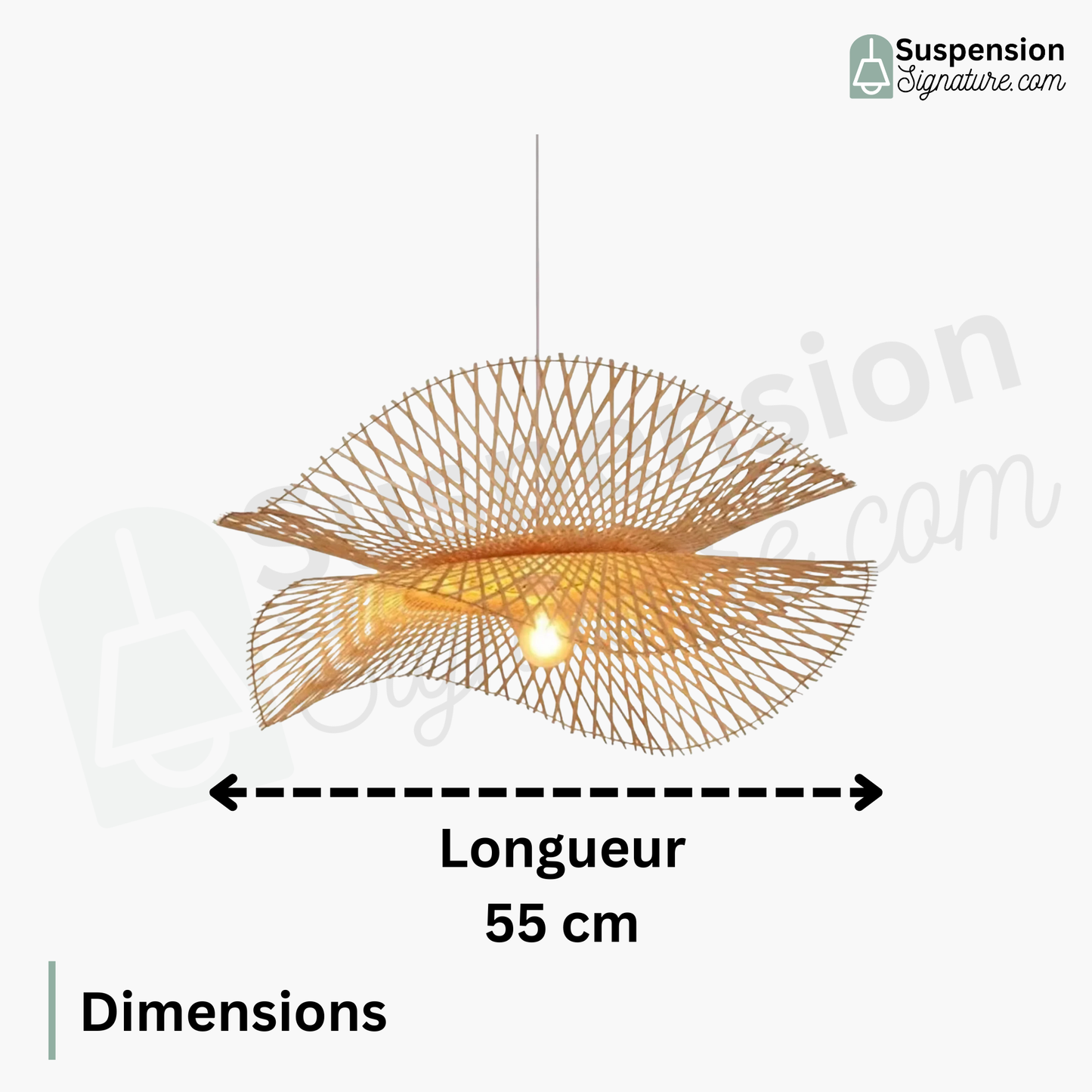 Suspension bambou ajourée double voile moderne