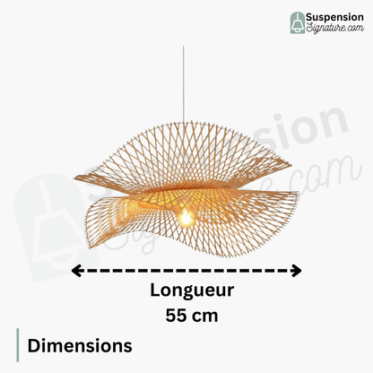 Suspension bambou ajourée double voile moderne