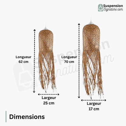 Suspension bambou allongée pendante design vintage