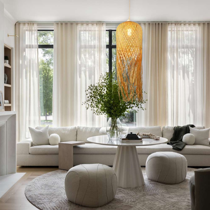 Suspension bambou allongée pendante design vintage