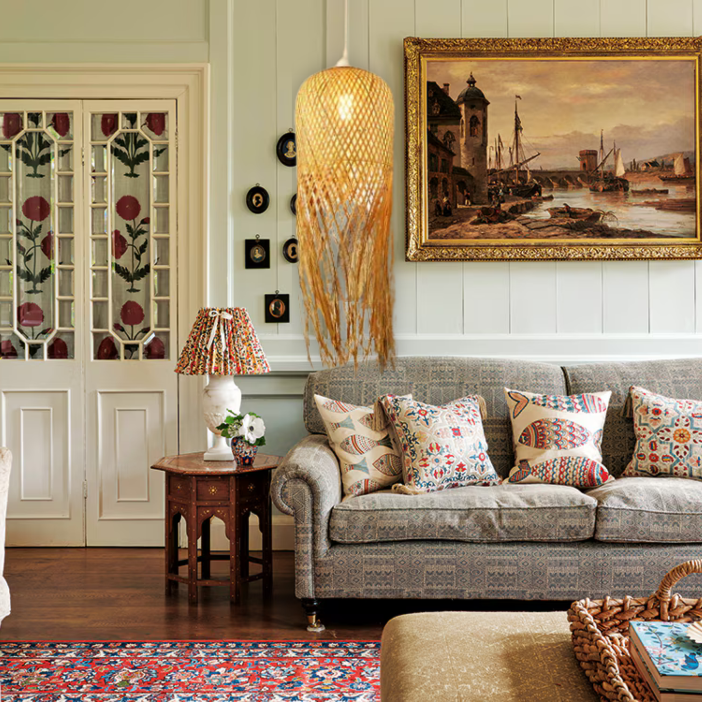 Suspension bambou allongée pendante design vintage