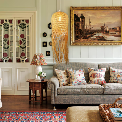 Suspension bambou allongée pendante design vintage