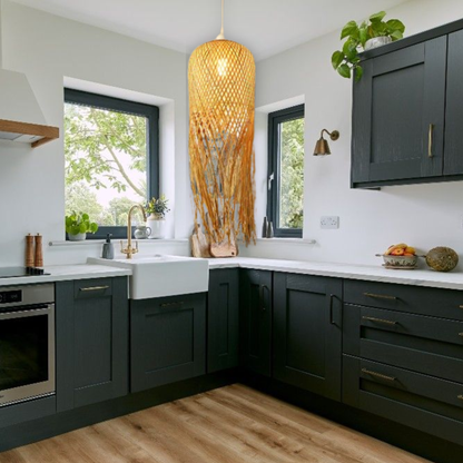 Suspension bambou allongée pendante design vintage