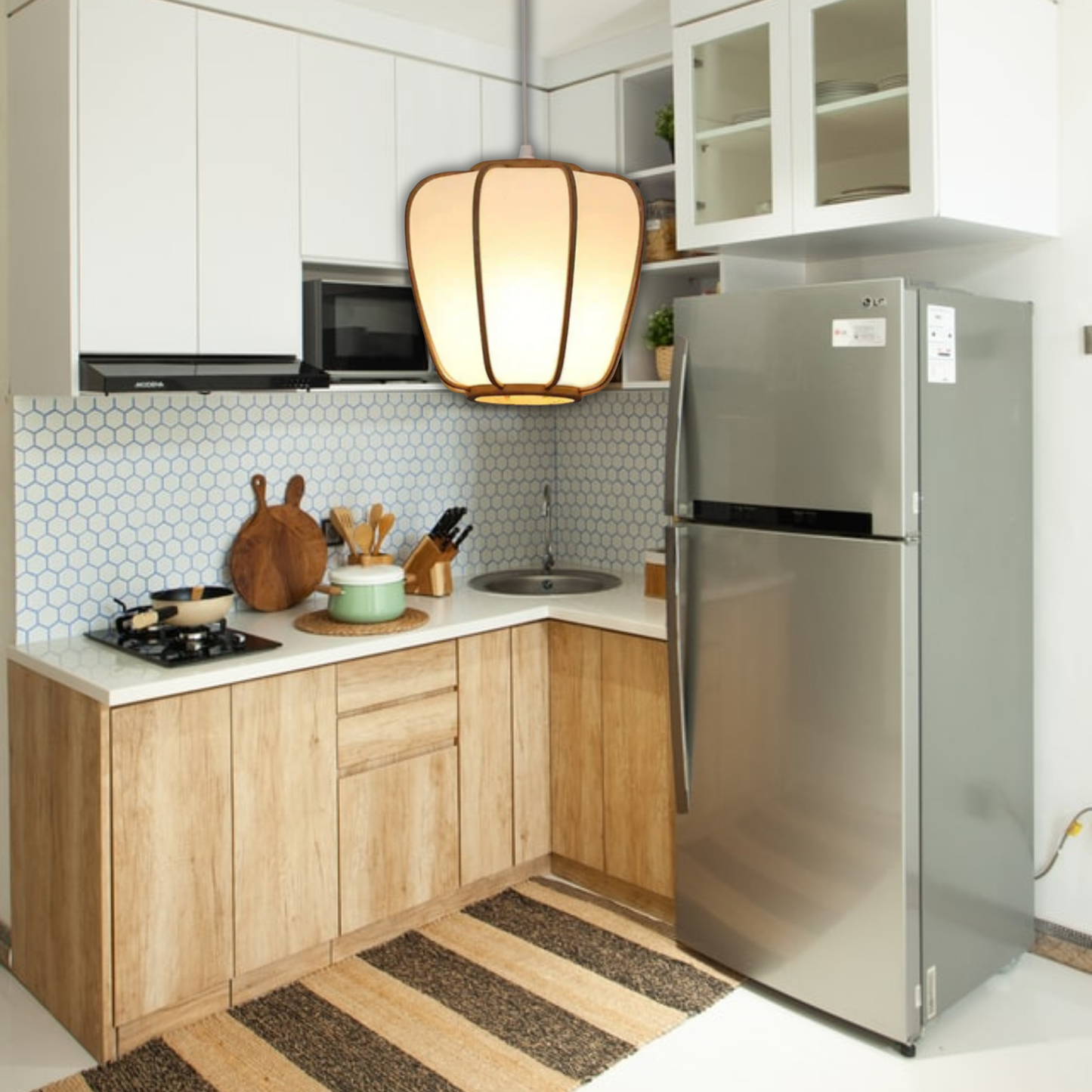 Suspension bambou lanterne moderne design japonais