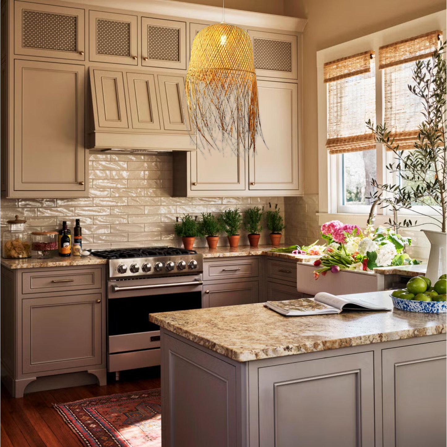 Suspension bambou longue pendante design vintage