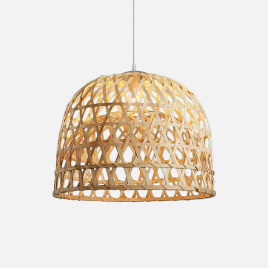 Suspension bambou tressé arrondie design scandinave