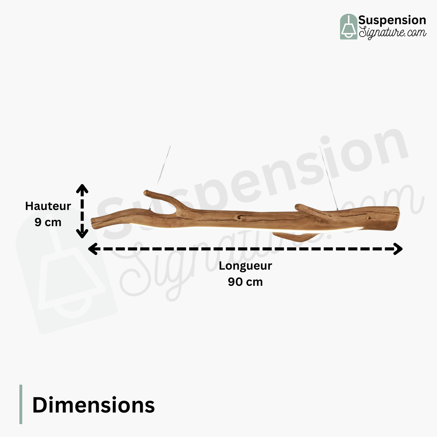 Suspension bois branche design bohème