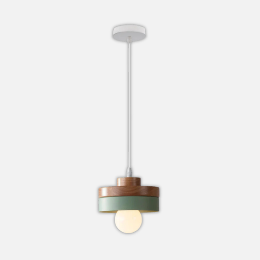 Suspension bois carré bicolore design scandinave
