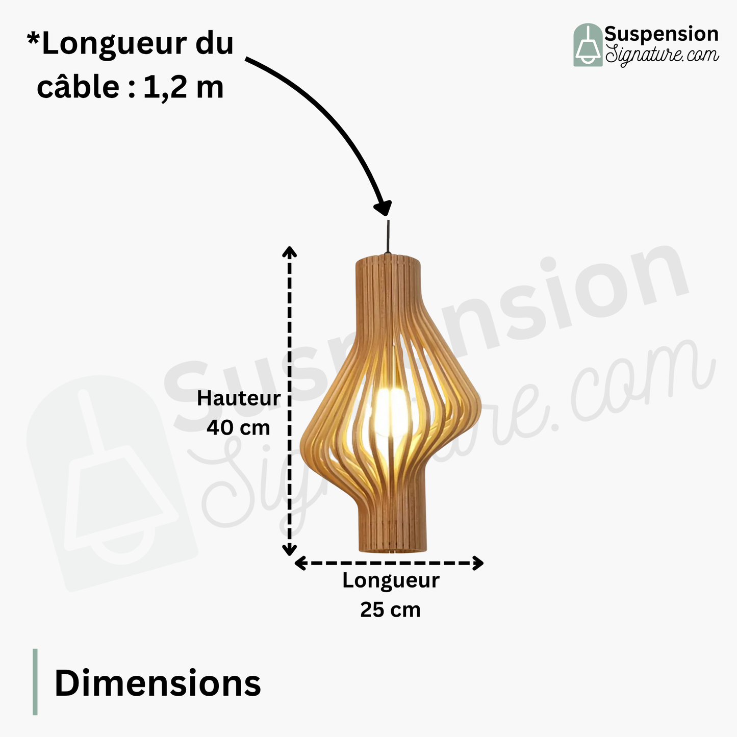 Suspension bois cylindre déstructuré design moderne