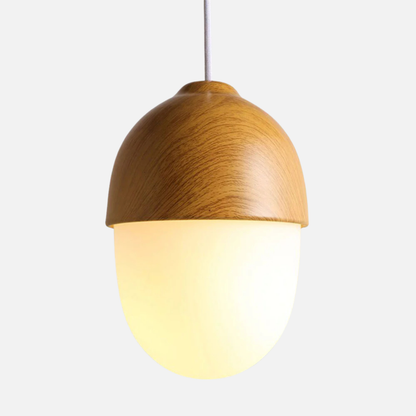 Suspension bois globe allongé design scandinave