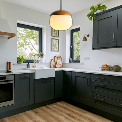 Suspension bois globe allongé design scandinave