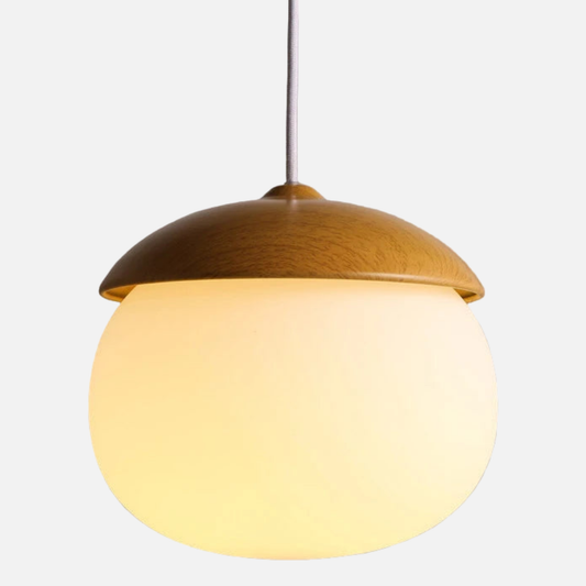 Suspension bois globe allongé design scandinave