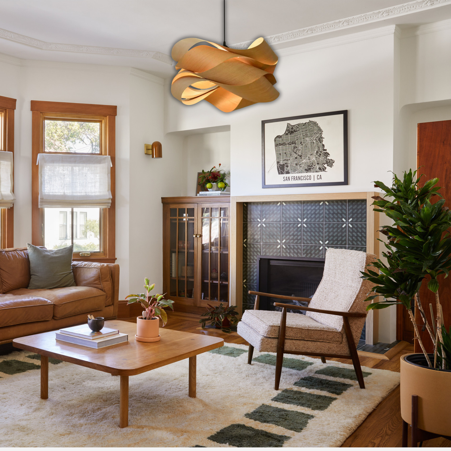 Suspension bois pliage design moderne