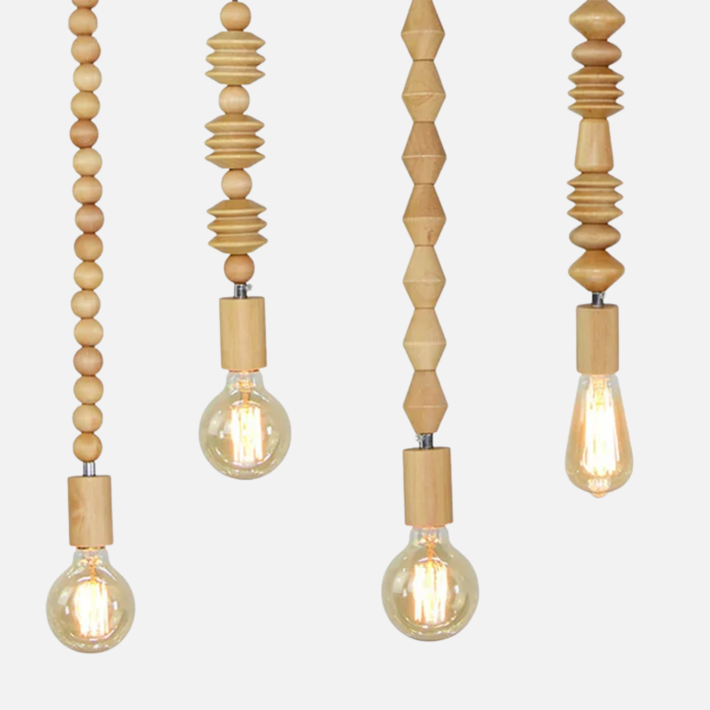Suspension bois scandinave perles formes géométriques