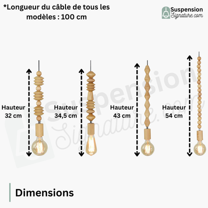 Suspension bois scandinave perles formes géométriques