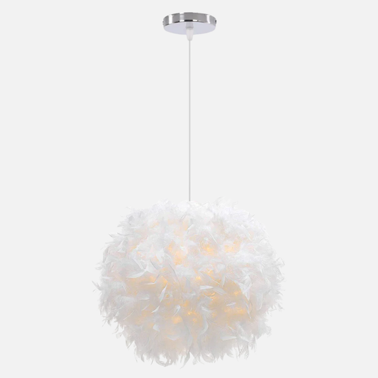 Suspension boule plumes colorées design moderne