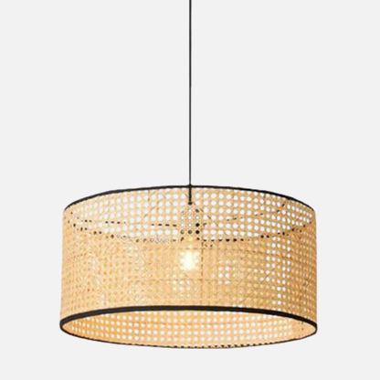 Suspension cannage en rotin moderne liserés noirs