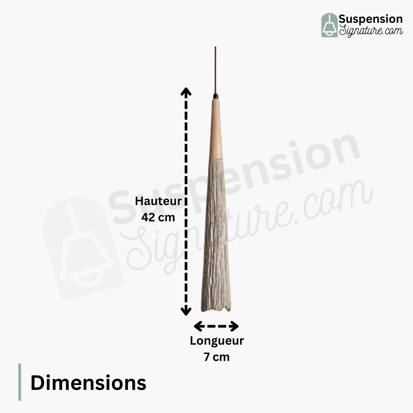 Suspension ciment rainurée allongée bois bohème