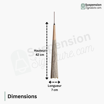Suspension ciment rainurée allongée bois bohème
