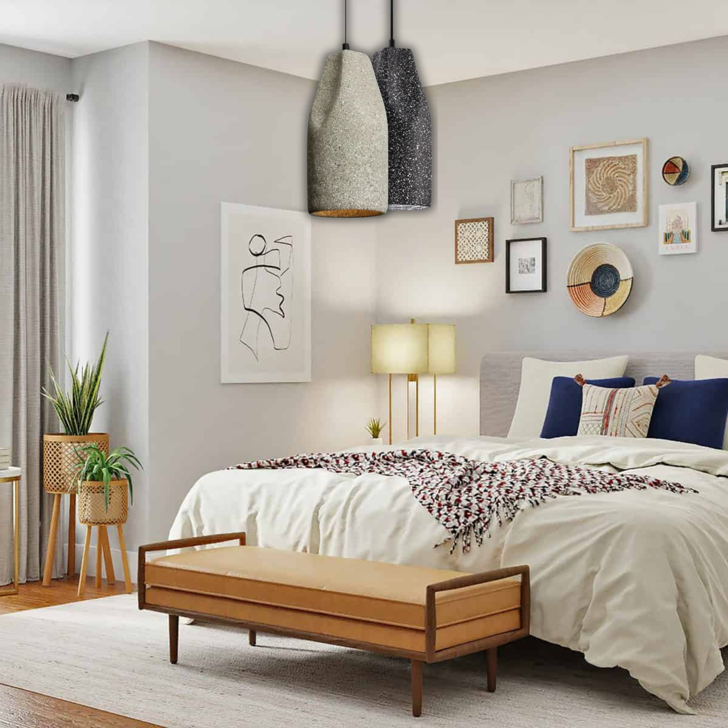 Suspension ciment terrazzo allongée déformée scandinave