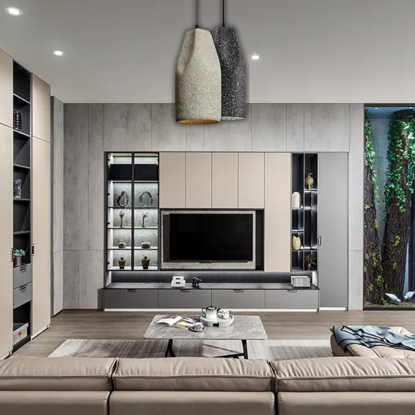 Suspension ciment terrazzo allongée déformée scandinave